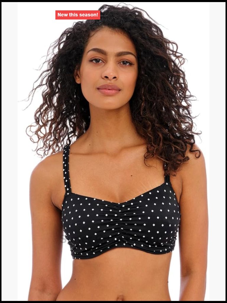 Freya Underwire Bralette Bikini Top Nylon Blend Adjustable Straps Size 34e